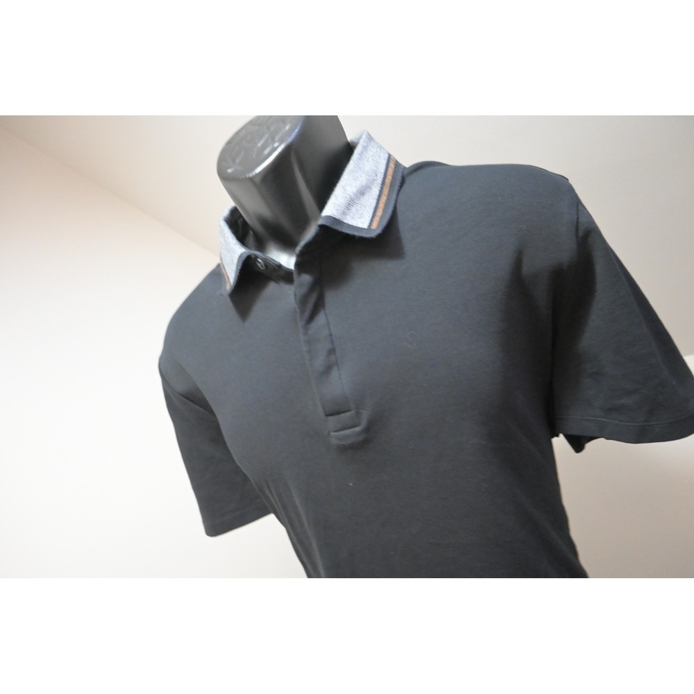 Express Polo Shirt Mens Large Black Contrast Collar Short Sleeve Excellent